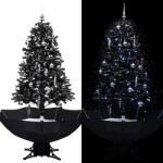 vidaXL Brad de Craciun cu ninsoare si baza umbrela, negru, 170 cm, PVC GartenMobel Dekor (289933)