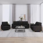 vidaXL Set de canapele cu perne, 3 piese, negru, textil GartenMobel Dekor (3201262) Canapea