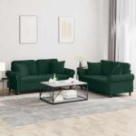 vidaXL Set canapea cu perne, 2 piese, verde închis, catifea GartenMobel Dekor (3202232) Canapea