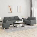 vidaXL Set de canapele cu perne, 3 piese, gri închis, textil GartenMobel Dekor (3201331) Canapea