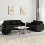 vidaXL Set de canapele cu perne, 3 piese, negru, textil GartenMobel Dekor (3201846) Canapea