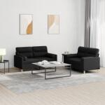 vidaXL Set de canapele cu perne, 2 piese, negru, material textil GartenMobel Dekor (3201588) Canapea