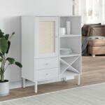 vidaXL Dulap înalt SENJA aspect ratan alb, 90x40x112cm, lemn masiv pin GartenMobel Dekor (358053) Comoda
