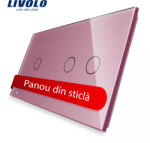 LIVOLO Panou intrerupator simplu+dublu cu touch Livolo din sticla SmartElectro IntelligentHouse (C7-C1/C2-17)