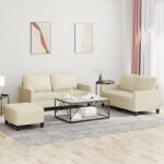 vidaXL Set de canapele cu perne, 3 piese, crem, piele ecologica GartenMobel Dekor (3201414) Canapea