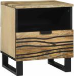 vidaXL Noptiera din lemn, natural-negru, cu 1 sertar, 40 x 33 x 46 cm (4017942)