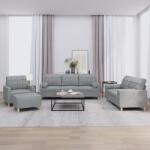 vidaXL Set de canapele cu perne, 4 piese, gri deschis, material textil GartenMobel Dekor (3201266) Canapea