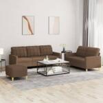 vidaXL Set de canapele cu perne, 3 piese, maro, textil GartenMobel Dekor (3201317) Canapea
