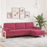 vidaXL Canapea cu 3 locuri si taburet, rosu vin, 210 cm, catifea GartenMobel Dekor (3278281) Canapea
