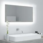 vidaXL Oglinda de baie cu LED, gri beton, 90x8, 5x37 cm, acril GartenMobel Dekor (804936)
