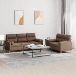 vidaXL Set de canapele cu perne, 2 piese, maro, textil GartenMobel Dekor (3201619) Canapea