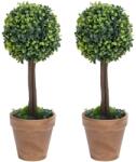 vidaXL Plante artificiale cimisir cu ghiveci 2 buc. verde 56 cm minge GartenMobel Dekor (336517)