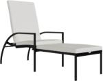 vidaXL Sezlong cu suport de picioare, negru, poliratan GartenMobel Dekor (317629)