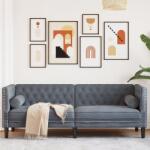 vidaXL Canapea Chesterfield cu pernute/3 locuri, gri închis, catifea GartenMobel Dekor (372694) Canapea