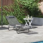 vidaXL Sezlong pliabil cu perna pentru cap gri Textilena GartenMobel Dekor (42003156)