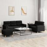 vidaXL Set de canapele cu perne, 3 piese, negru, textil GartenMobel Dekor (3201628) Canapea