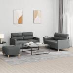 vidaXL Set de canapele cu perne, 3 piese, gri închis, textil GartenMobel Dekor (3201577) Canapea