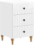 vidaXL Noptiera alba lucioasa cu 3 sertare, 43x41x66, 5 cm, lemn prelucrat (894099)