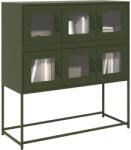 vidaXL Dulap, verde masliniu, 100, 5x39x107 cm, otel laminat la rece GartenMobel Dekor (853426) Comoda
