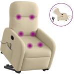 vidaXL Fotoliu electric de masaj rabatabil cu ridicare, crem, textil GartenMobel Dekor (3303010)