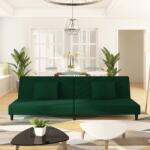 vidaXL Canapea extensibila cu 2 locuri, 2 perne, verde închis catifea GartenMobel Dekor (375912) Canapea