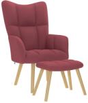 vidaXL Scaun de relaxare cu taburet, rosu vin, textil GartenMobel Dekor (4016781)