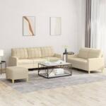 vidaXL Set de canapele cu perne, 3 piese, crem, textil GartenMobel Dekor (3201316) Canapea