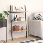 vidaXL Raft înclinat cu 3 niveluri maro deschis si negru 64x34x116 cm GartenMobel Dekor (336370) Biblioteca