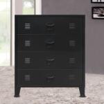 vidaXL Comoda sertare, metal, stil industrial, 78x40x93 cm, negru GartenMobel Dekor (245963) Comoda