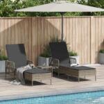 vidaXL Sezlong 3 pcs Gri si gri închis 55 x 200 x 92 cm poliratan GartenMobel Dekor (365434)