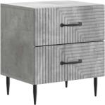 vidaXL Noptiera gri beton cu 2 sertare, 43 x 34, 5 x 47, 5 cm, lemn prelucrat (894761)