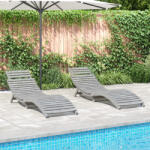 vidaXL Sezlonguri, 2 buc, gri, 184x55x64 cm, lemn masiv de acacia GartenMobel Dekor (3155468)