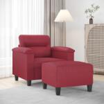 vidaXL Fotoliu canapea cu taburet, rosu vin, 60 cm, piele ecologica GartenMobel Dekor (3201240) Canapea