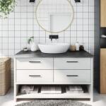 vidaXL Blat de baie, gri închis, 100x60x(2-4) cm, lemn masiv tratat GartenMobel Dekor (3156231)
