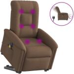 vidaXL Fotoliu electric de masaj rabatabil cu ridicare, maro, textil GartenMobel Dekor (3303288)