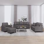 vidaXL Set de canapele cu perne, 4 piese, gri, piele ecologica GartenMobel Dekor (3201355) Canapea