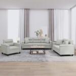 vidaXL Set de canapele cu perne, 3 piese, gri deschis, microfibra GartenMobel Dekor (3202303) Canapea