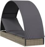 vidaXL Sezlong cu acoperis rotund, gri, 211x57x140 cm, poliratan GartenMobel Dekor (319643)