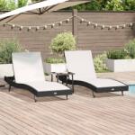 vidaXL Sezlong 3 pcs Negru si Alb 197 x 70 x 82 cm poliratan GartenMobel Dekor (3381204)