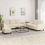 vidaXL Set de canapele, 3 piese, crem, material GartenMobel Dekor (3201908) Canapea