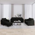vidaXL Set de canapele cu perne, 4 piese, negru, textil GartenMobel Dekor (3201782) Canapea