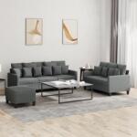 vidaXL Set de canapele cu perne, 3 piese, gri închis, textil GartenMobel Dekor (3201673) Canapea