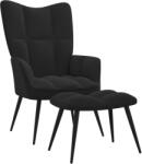 vidaXL Scaun de relaxare cu taburet, negru, catifea GartenMobel Dekor (328090)