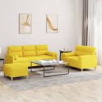 vidaXL Set de canapele cu perne, 3 piese, galben deschis, textil GartenMobel Dekor (3201629) Canapea