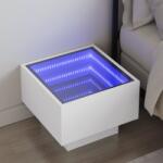 vidaXL Noptiera cu LED infinity, alb, 40x40x30 cm GartenMobel Dekor (3284063)