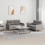 vidaXL Set de canapea cu perne, 2 piese, gri taupe, material textil GartenMobel Dekor (3201575) Canapea