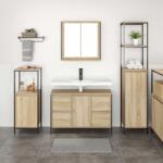 vidaXL Set de mobilier pentru baie cu usa 3 pcs Stejar Sonoma si Negru GartenMobel Dekor (3328380)