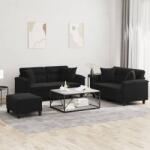 vidaXL Set de canapele cu perne, 3 piese, negru, microfibra GartenMobel Dekor (3202335) Canapea