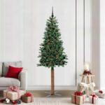vidaXL Brad de Craciun subtire Verde 210 cm PVC si lemn de PIN masiv GartenMobel Dekor (3394878)