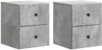 vidaXL Set 2 noptiere suspendate gri beton, 34, 5 x 33 x 40 cm, montaj pe perete (899152)